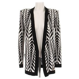 Balmain Strickjacke mit schwarz weißem Print Schwarz