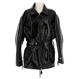 Jaqueta de vinil preto com cinto Courreges Preto