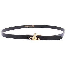 Vivienne Westwood Black Leather Belt Gold Buckle Black