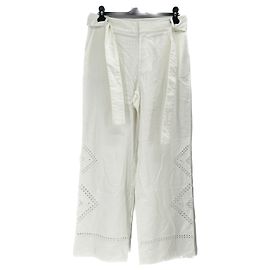 Ba&Sh Weiße Baumwollhose mit Gürtel Weiß