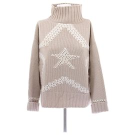 Lorena Antoniazzi Pull col montant étoile en laine Beige