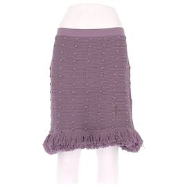 Saia curta roxa de algodão com franjas Bottega Veneta Roxo