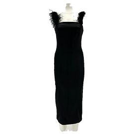 Staud Black Mid-Length Dress with Feather Straps Black