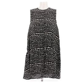 Stella Mc Cartney Stella McCartney Ärmelloses kurzes Seidenkleid schwarz weiß gemustert Schwarz