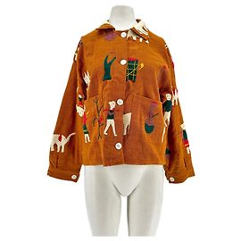 Autre Marque Veste en coton marron brodée A.S Marron