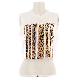 Alexander Wang Top corto blanco estampado leopardo Blanco