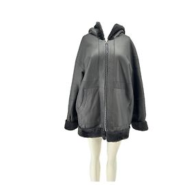 Giorgio Armani Schwarze Schaflederjacke Schwarz
