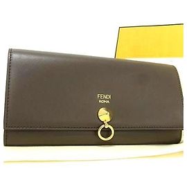 Fendi By the Way Wallet - Greige Leather Bi-Fold Grey