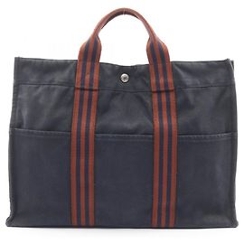 Borsa Foul Tote MM Hermès Marrone Blu navy