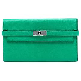 Cartera Longa Kelly en Cabra Mysore Verde Hermès Verde