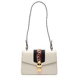 Bolsa de couro branco pequena Sylvie Web da Gucci Branco