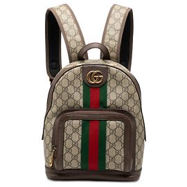 Gucci Brauner Kleiner GG Supreme Ophidia Web Rucksack Braun Beige