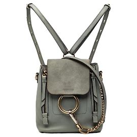 Mochila Faye Mini em Couro de Bezerro e Suede Azul Chloé Azul Azul claro
