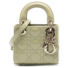 Dior Vert Micro Patent Cannage Lady Dior Vert