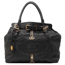 Fendi Black Large Leather Selleria Villa Borghese Tote Black
