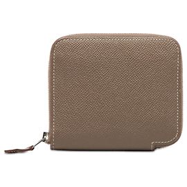 Hermès Brown Epsom Silk in Compact Wallet Brown Taupe