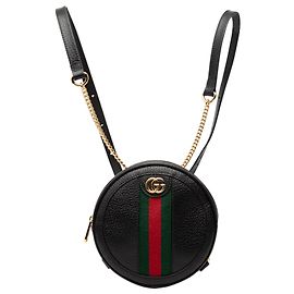 Gucci Schwarzer Mini-Leder-Rund-Ophidia-Rucksack Schwarz