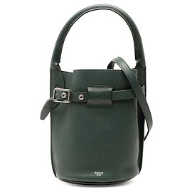 Céline Borsa grande a secchiello in pelle verde Nano di Celine Verde Verde scuro