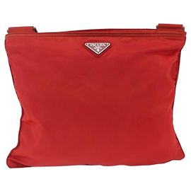 Prada Zip Top Messenger Bag Tessuto Large Red