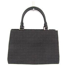 Céline Celine C Macadam Carriage Pattern Handbag Black Dark brown