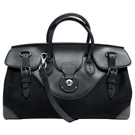 RALPH LAUREN RICKY 40 LEDER & PFERDEHAUT SCHWARZE HANDTASCHE Schwarz