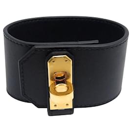 Hermès NEUF BRACELET HERMES KELLY TWIST GM H011083 T3 17CM CUIR SWIFT NOIR BANGLE Noir