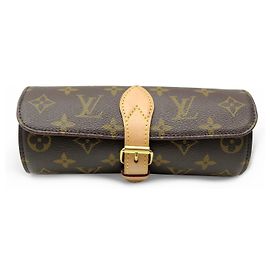 MARMOTTE LOUIS VUITTON ASTUCCIO PER 3 OROLOGI IN CANVAS MONOGRAMMA M47530 Marrone