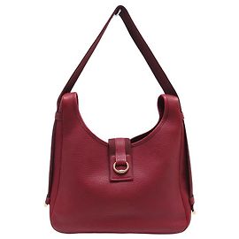 Hermès VINTAGE HERMES TSAKO TOGO LEDER ROT HANDTASCHE Rot