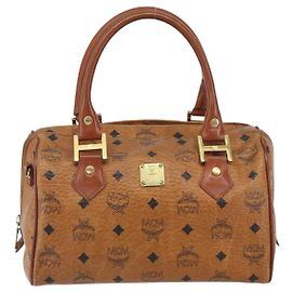 Bolsa MCM Visetos em lona e couro Marrom