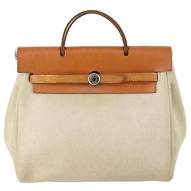 Hermès Hermes Herbag A Dos Backpack Toile big Beige
