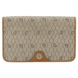 Christian Dior Vintage honeycomb clutch Canvas Beige