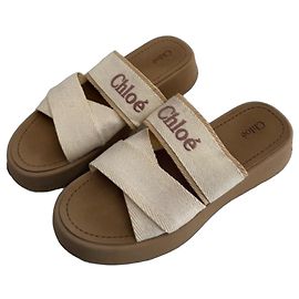 Sandales compensées Mila Chloé beige en toile Beige