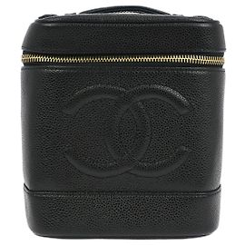 Chanel Vintage Timeless Cosmetic Case Caviar Small Black
