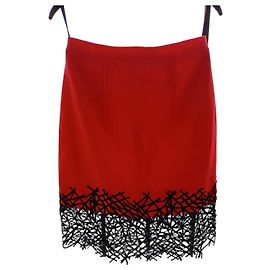 Gonna Christopher Kane in lana rossa e nera Nero Rosso