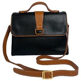 Borsa in pelle 2 vie vintage Courreges nera e marrone Nero