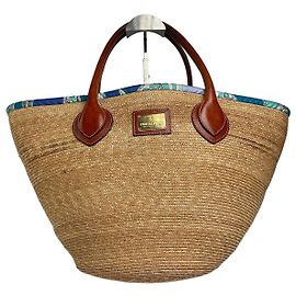 Borsa a secchiello vintage Emilio Pucci beige e blu Beige