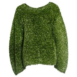 Dries van Noten, Suéter verde oversized de lamé Verde
