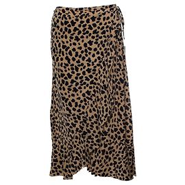 Autre Marque Saia midi envolvente estampada de leopardo Rixo London Marrom Preto