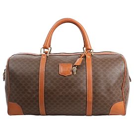 Céline Bolsa de viagem Celine Macadam Boston em PVC e couro marrom Marrom
