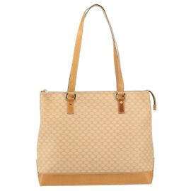 Céline Celine Vintage Macadam Tote bag Canvas and Leather Beige
