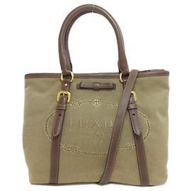 Prada Brown Canvas Handbag Brown