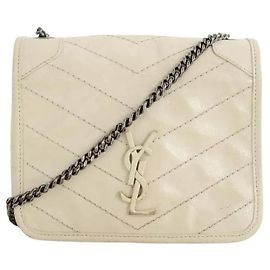 Saint Laurent Mini bolsa Niki mini em couro ecru Cru