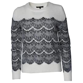 Maje, Strickpullover mit Spitze Schwarz Andere