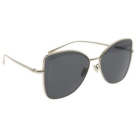 Chanel Teardrop Metal Sunglasses Silvery Metallic