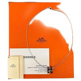 Hermès Caged d'H H Cube Silver925 Necklace Silvery Metallic