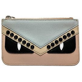 Fendi Bag Bugs Monster Leder-Münzgeldbörse Pink