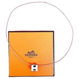 Collar de metal Hermès Caged d'H H Cube Plata Metálico