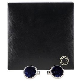 Abotoaduras Montblanc Sartorial com incrustação de sodalita em metal azul Azul