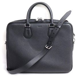 Bally STAZ.O Leather Briefcase Black