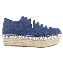Scarpe in cotone Miu Miu 5E304A Blu Blu navy